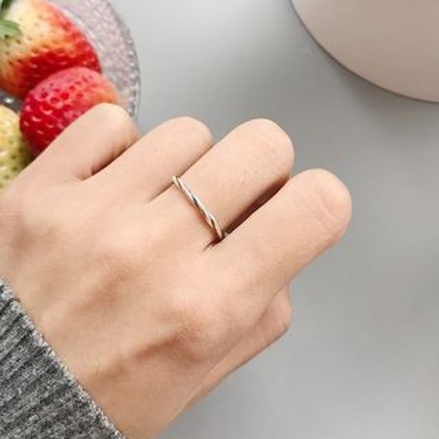 Forainer-925 Sterling Silver Ribbed Open Ring
