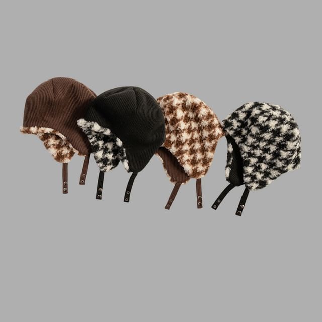 4-4 STUDIO-Houndstooth Trapper Hat
