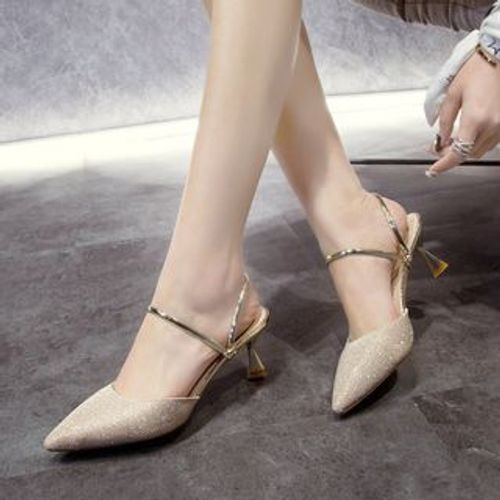 Artiz Glitter Pointed Kitten Heel Sandals YesStyle