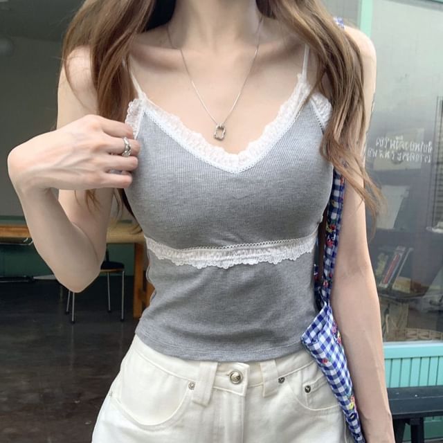 Alfie-Lace Trim Padded Camisole Top