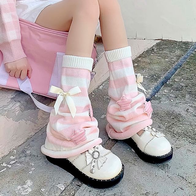 Gentiana-Striped Knit Leg Warmers
