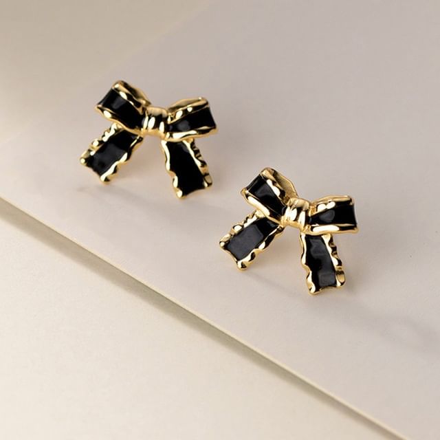 A-ROCH-925 Sterling Silver Bow Stud Earring