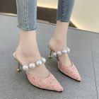 Kristallica - Stiletto Heel Faux Pearl Strap Sandals