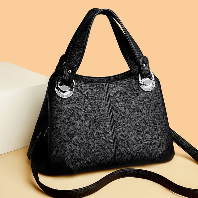 Mayanne-Faux Leather Plain Crossbody Bag