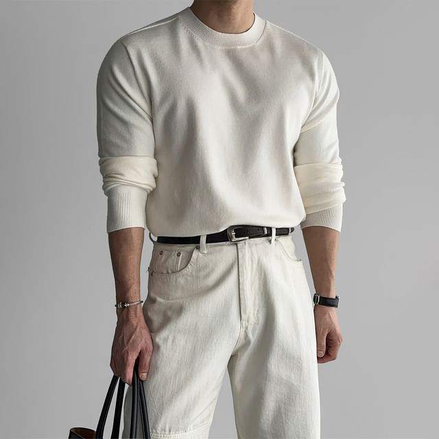 Okwano-Crew Neck Plain Sweater