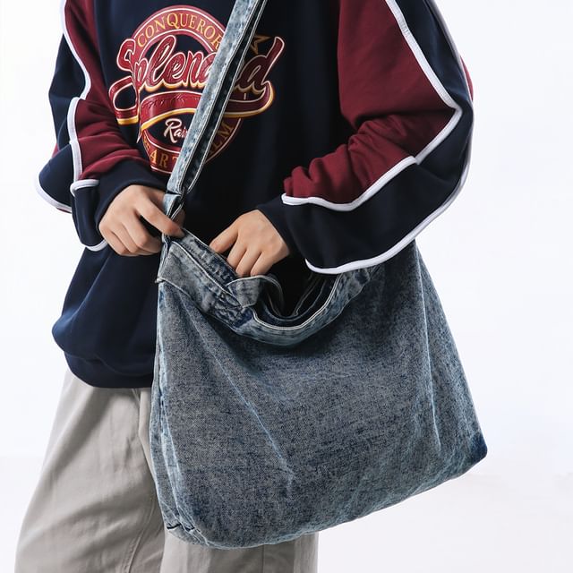 Melois-Washed Denim Tote Bag