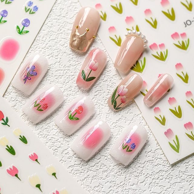 wgomm flower print nail art stickers yesstyle