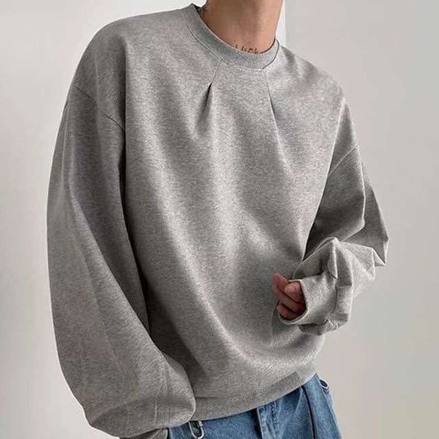 Lingaris-Crewneck Plain Sweatshirt