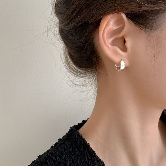 Toinianimos-Disc Sterling Silver Hoop Earring
