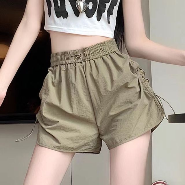 Everose-Elastic Waist Plain Shorts