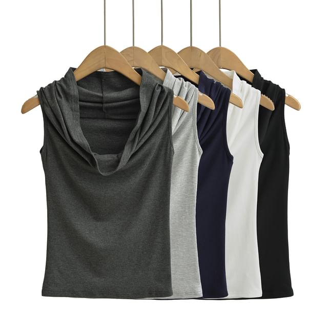 Asiris-Cowl Neck Plain Vest