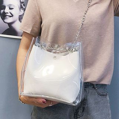 sunsquared - Transparent Chained Shoulder Bag with Pouch sunsquared - Transparent Chained Shoulder Bag with Pouch