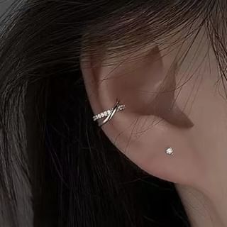 Parskletie-Rhinestone S925 Sterling Silver Ear Cuff Set