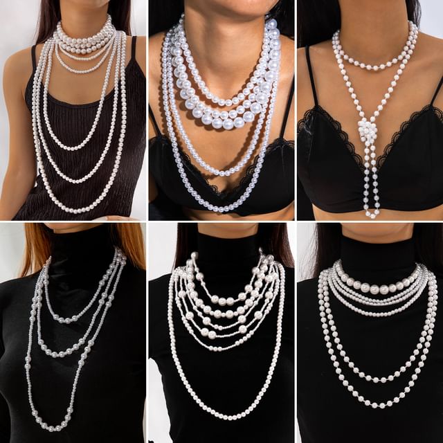 Seirios-Faux Pearl Layered Necklace