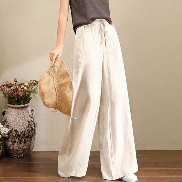 ZIMO-Drawstring Wide Leg Pants