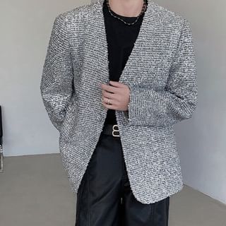 VEAZ-Tweed Button-Up Jacket