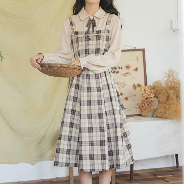 formal dresses traverse city mi Pinafore Dungaree Overall Dress – Vintage Charm – Cherry Chics main image 0