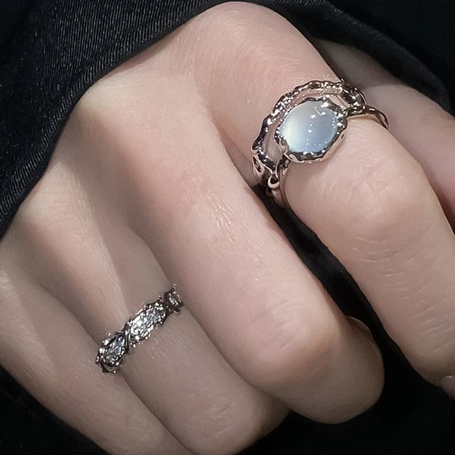 Chimerro-Set of 2 Moonstone Irregular Alloy Open Ring