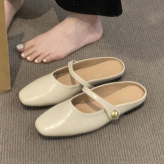 Karlao-Faux Leather Mary Jane Mules