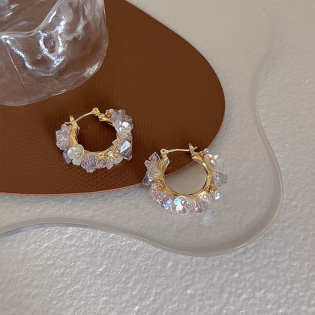 Panda Dama-Rhinestone Hoop Earring