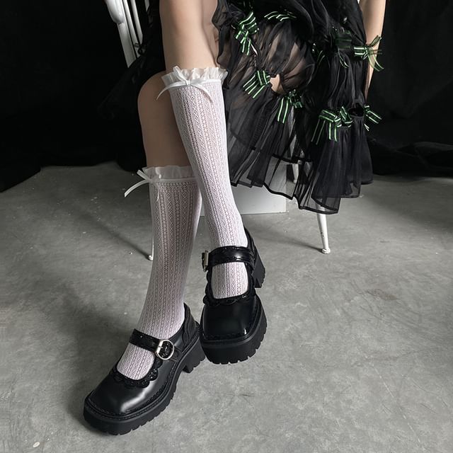 Lace Socks for Women Ribbon Straps Mesh Sheer Socks Womens Lace Up Black Socks Emroidered Fashion Cute Ruffle Ballet Gray Lace Tulle Socls Ribbon | L