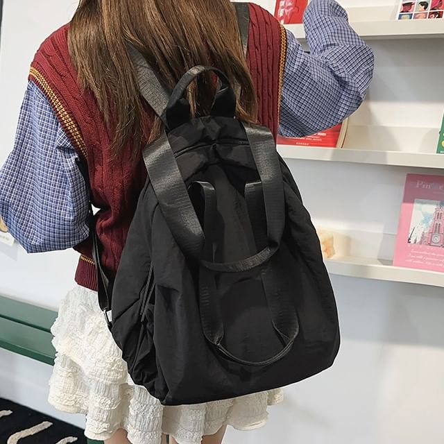 EAVALURE-Plain Nylon Backpack
