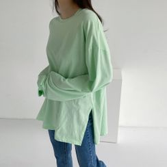 PPGIRL - Drop-Shoulder Plain T-Shirt PPGIRL - Drop-Shoulder Plain T-Shirt