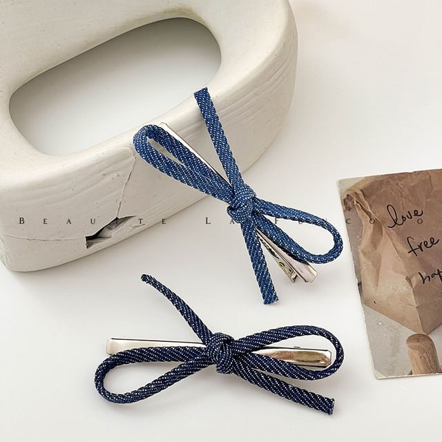 LIDO-Denim Bowknot Hair Clip