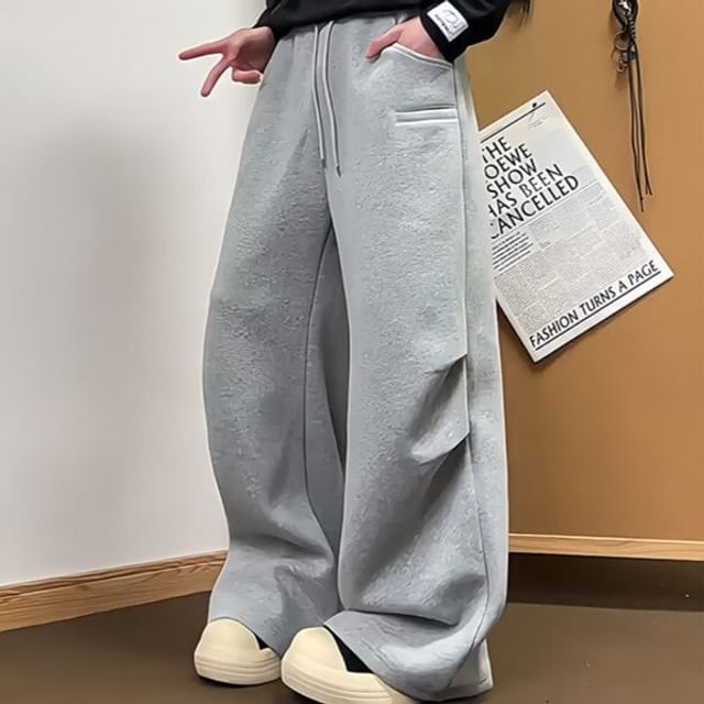 VEAZ-Mid Rise Plain Wide Leg Pants