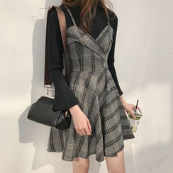 Piwonia - Sleeveless Plaid Spaghetti-Strap Dress Piwonia - Sleeveless Plaid Spaghetti-Strap Dress