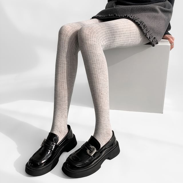 Desperim-Melange Ribbed Opaque Tights