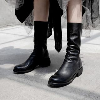 leather mid calf boots sale