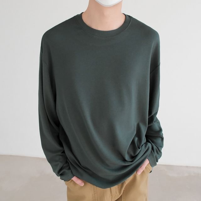 DAZO Studios-Long-Sleeve Crew Neck Plain T-Shirt