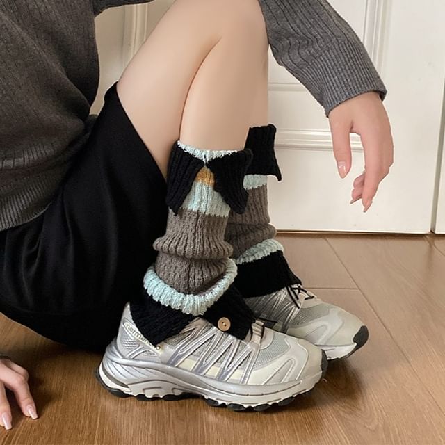 MOGLA-Color Block Knit Leg Warmers