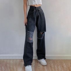 BrickBlack - Distressed Straight Leg Jeans BrickBlack - Distressed Straight Leg Jeans