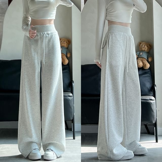 evanesce-High Rise Plain Baggy Sweatpants