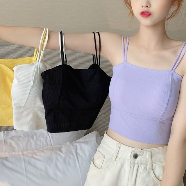 Shinsei-Inset Bra-Pad Cropped Camisole Top