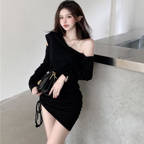 black drawstring mini dress Modern Minimal Black Mini Dress main image 0