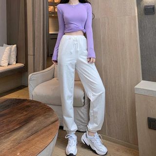 Lavenus - Long-Sleeve Cropped T-Shirt 