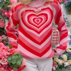Honet - Mock-Neck Heart Sweater