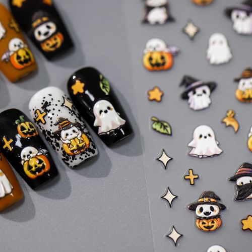 The Nail Art Show: Boo! Ghost Pattern Nail Art | Halloween nails diy,  Halloween nails easy, Halloween nail designs