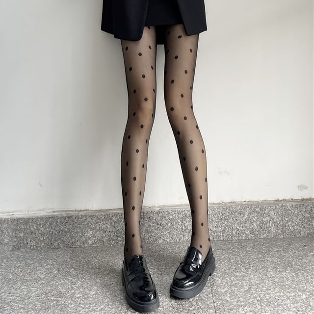 Gentiana-Dotted Sheer Tights