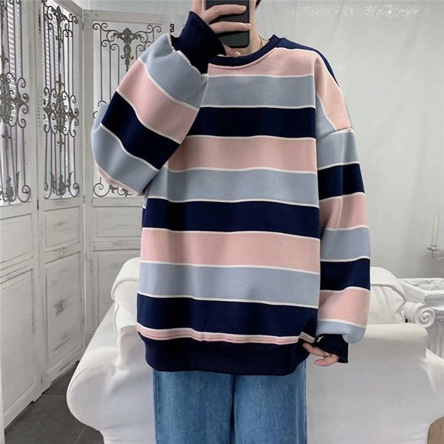 DuckleBeam-Striped Sweatshirt