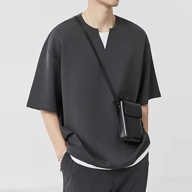 Adothuiastic-Mock Two-Piece Short-Sleeve Two Tone T-Shirt