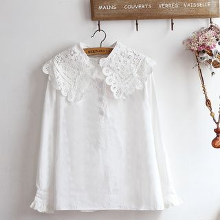 mamemiso。LACE COLLAR BLOUSE akigogo - Lace Collar Blouse | YesStyle