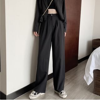 Yako High Waist Plain Wide Leg Pants