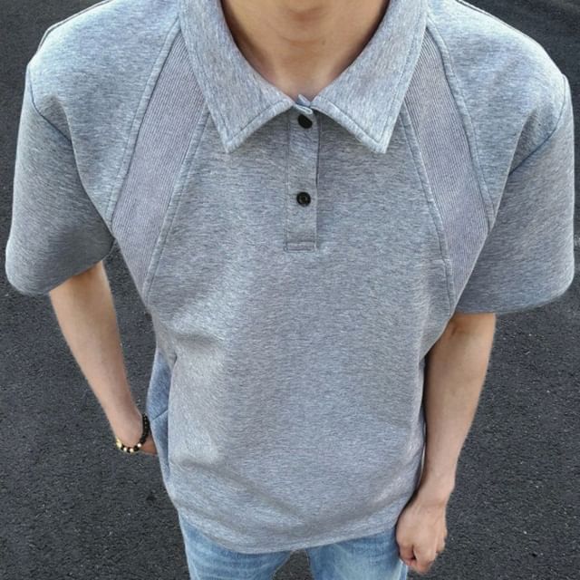 GRAYCIOUS-Short-Sleeve Raglan Polo Shirt
