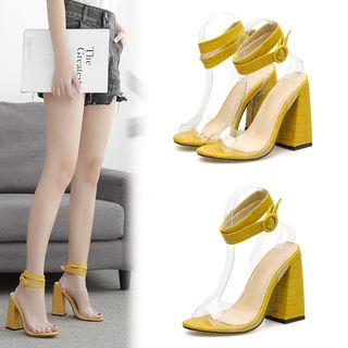 snake print block heel sandals