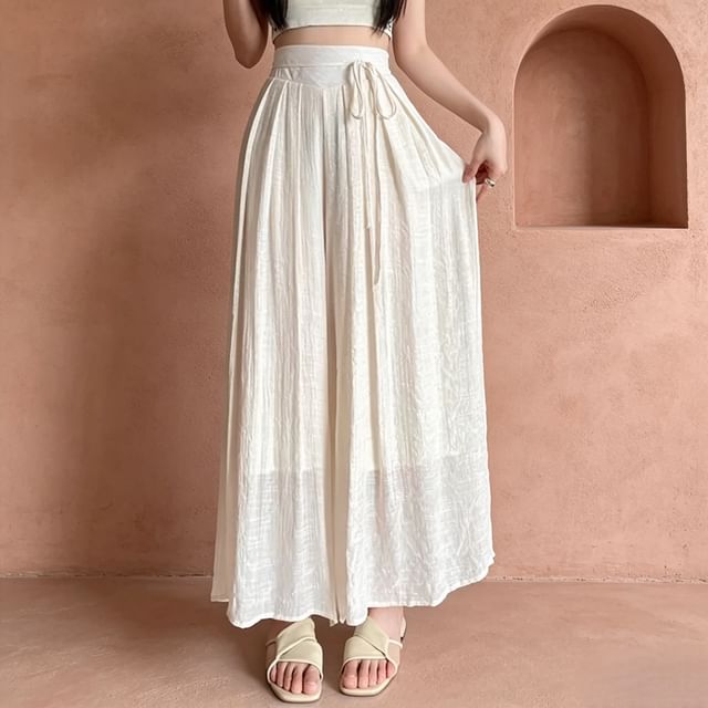 Everose-High Rise Plain Cropped Wide Leg Pants