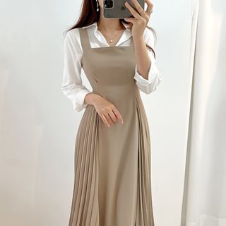 Coris - Mini Shirtdress / Pleated Midi A-Line Overall Dress | YesStyle